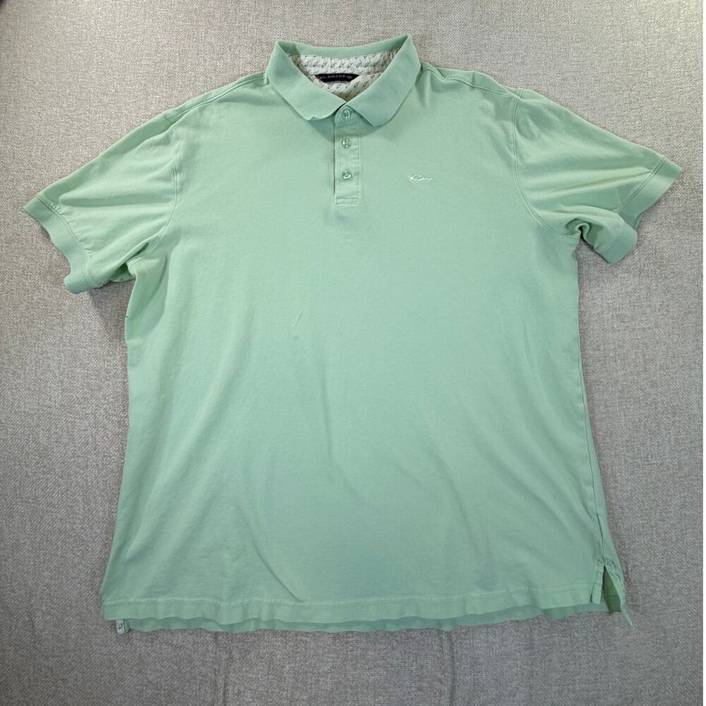 Drake Men's Green XL 3 Button Short Sleeve Polo Shirt Casual Outdoor Performance